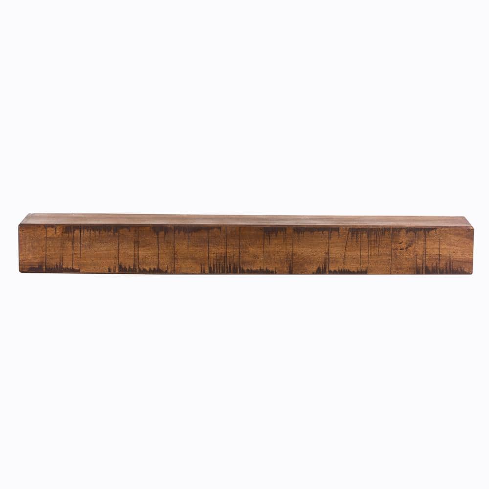 60" Dark Chocolate Stained Poplar Wood Rustic Mantel Shelf