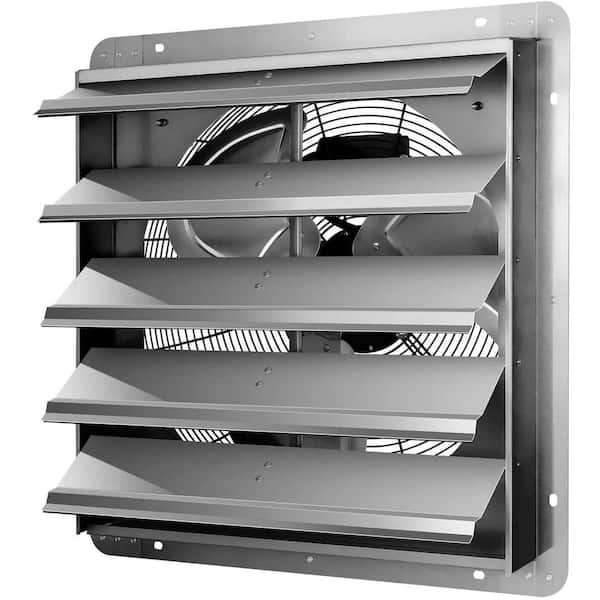 20 in. 3300 CFM Aluminum Shutter Exhaust Fan, 1190 RPM Wall Mount Fan with Power Cord Silver