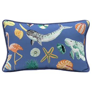 Sea Life Outdoor Welted Lumbar Throw Pillow (2-Pack)