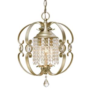 Ella 3-Light White Gold Crystal Chandelier with Crystal Shade