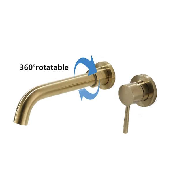 Wall Mounted Drinking Water Faucet – 360° Rotation, Brushed Gold, Cold Water Only, Single Hole For Reverse Osmosis Systems