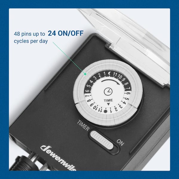 24-Hour Mechanical Light Countdown Outdoor Timer with 2 ft. Long Cord for Christmas String Lights-Black