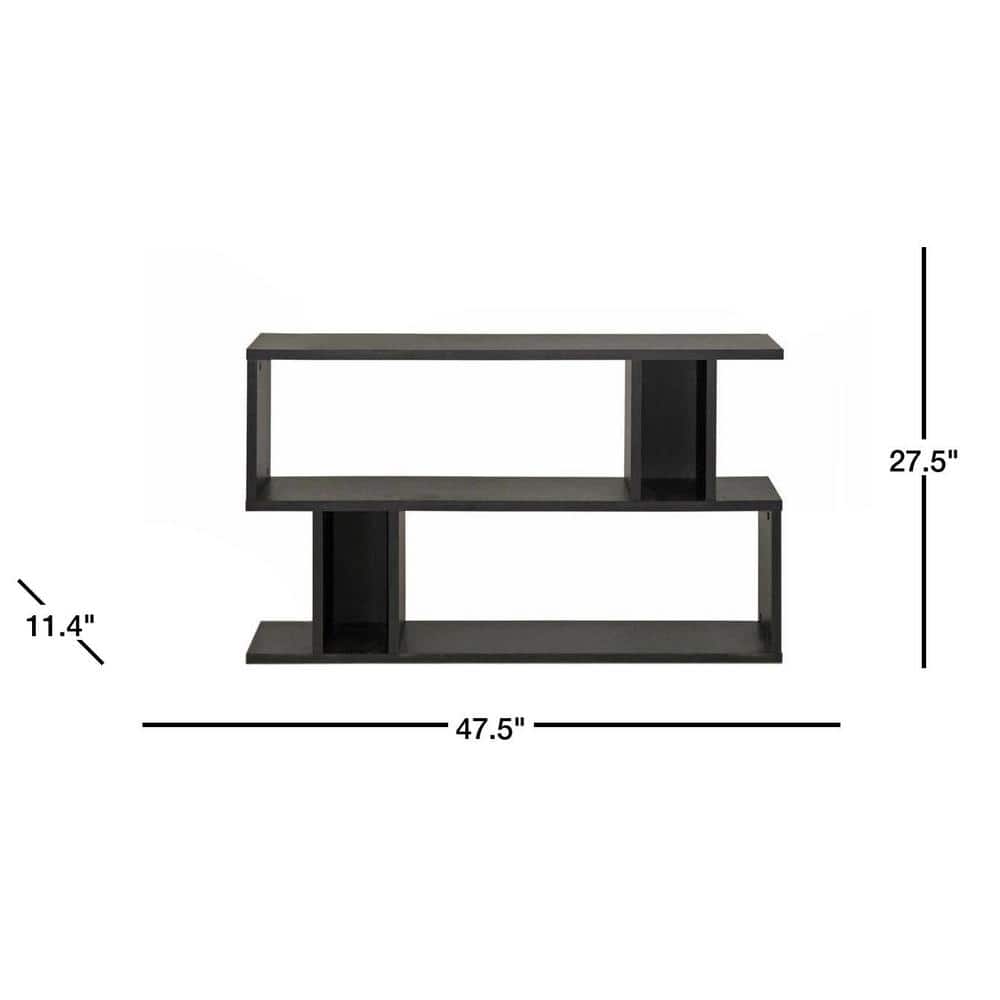 Goodwin 47.5" Dark Brown Wood 2-Level Bookshelf with Cubes