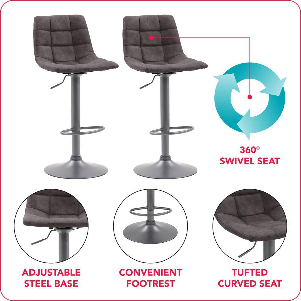 Palmer Distressed Grey Adjustable Swivel Barstool Set
