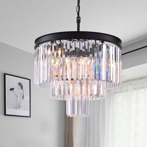 Maxax Annapolis 7 -Light Black Unique Tiered Chandelier with Crystal Accents