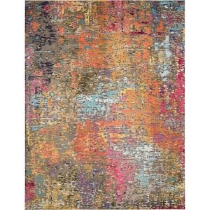 Celestial Sunset Multicolor 8 ft. x 11 ft. Abstract Bohemian Area Rug