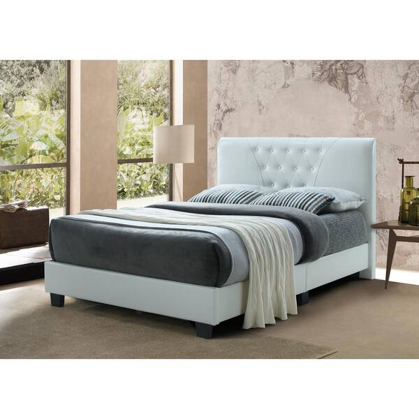 Hodedah Twin Size Platform Bed With, White Upholstered Headboard Platform Bed