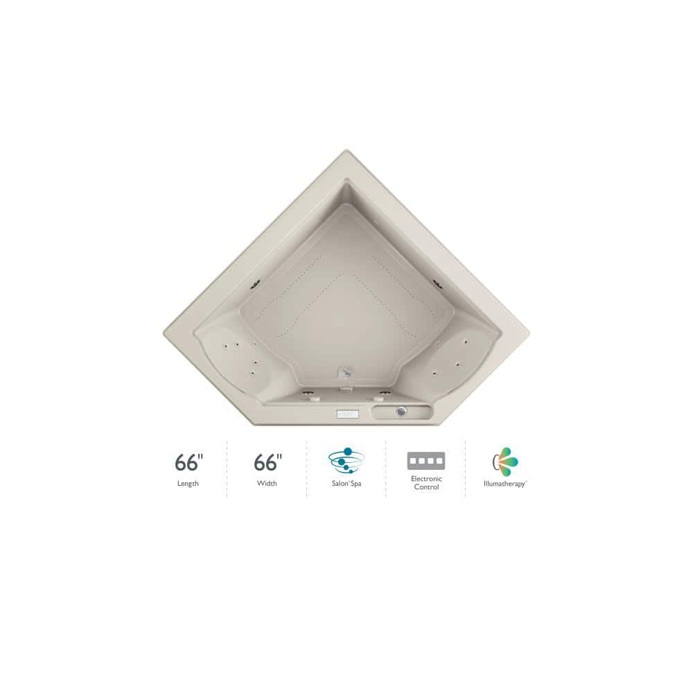 Fuzion Oyster Acrylic Corner Drop-in Bathtub with Jets