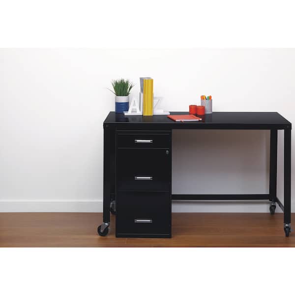 Space Solutions 18 in. D 3-Drawer Black Metal Letter Width 14.25