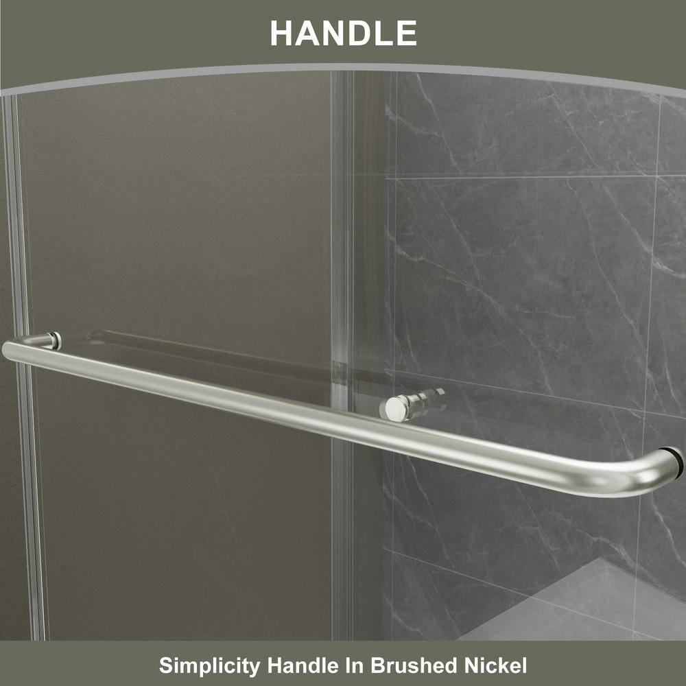 60'' x 70'' Brushed Nickel Framed Sliding Shower Door with Clear Glass