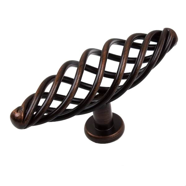 GlideRite 4 in. Dia Rustic Bronze Over-sized Oval Twisted Birdcage Cabinet Drawer Knobs (10-Pack)