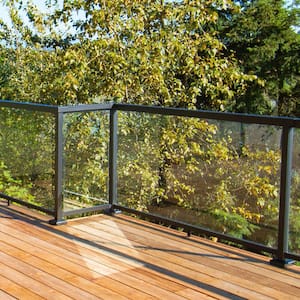 42 in. H x 18 in. W Aluminum Deck Railing Clear Tempered Glass Panel