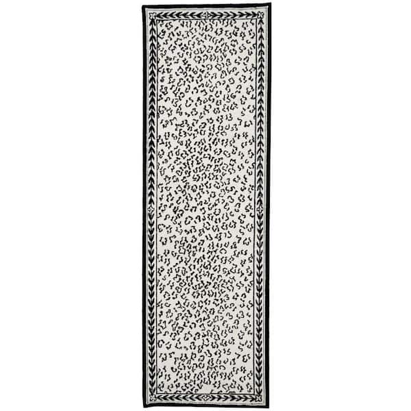 Chelsea White/Black 3 ft. x 8 ft. Animal Print Runner Rug