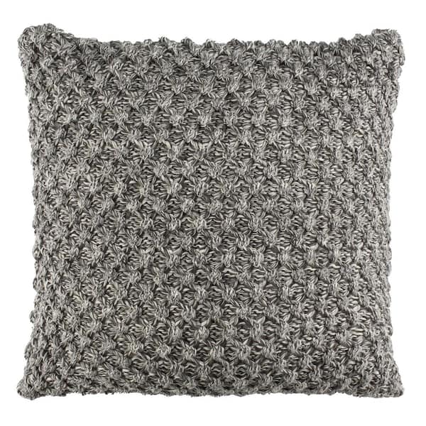SAFAVIEH Janan Knit Dark Gray/Natural 20 in. x 20 in. Throw Pillow