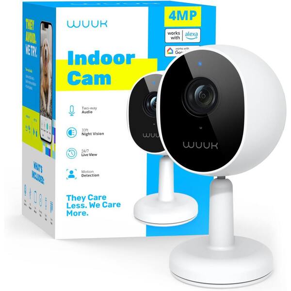 WUUK 4MP Wired Smart Indoor Spotlight Security Camera with Color Night Vision and 24/7 Live View