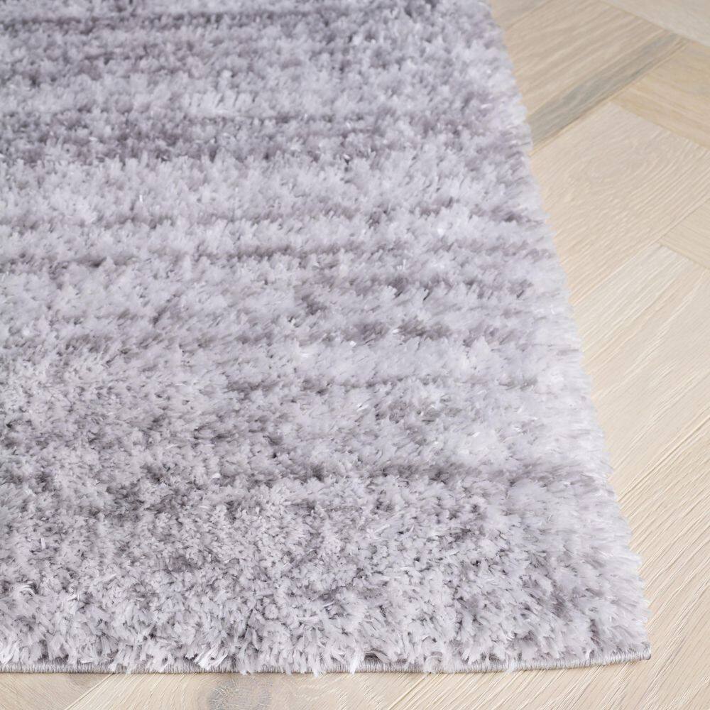 Grey and Dark Grey Rectangular Shag Area Rug, 10 x 13 ft