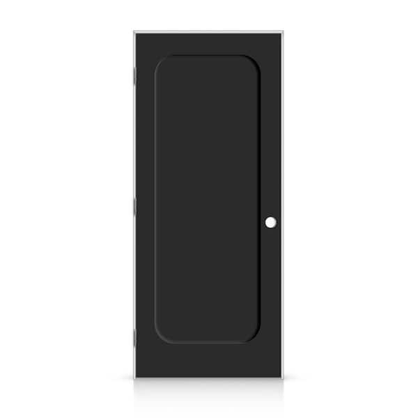 CALHOME 42 in. x 96 in. Right-Handed Curved 1 Panel Shaker Black Painted Smooth Composite Single Prehung Interior Door