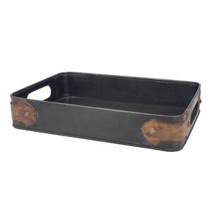 10 in. x 2.5 in. Slate Steel Tray with Rust Trim