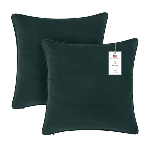 A1 Home Collections A1HC Forest Green Velvet Decorative Pillow Cover Pack of 2, 18 in. x 18 in. Hidden YKK Zipper, Throw Pillow Covers Only