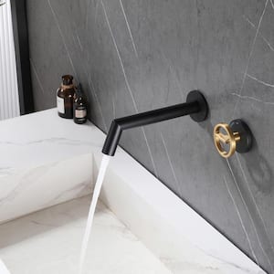 Industrial Single-handle Wall Mounted Bathroom Sink Faucet in Matte Black