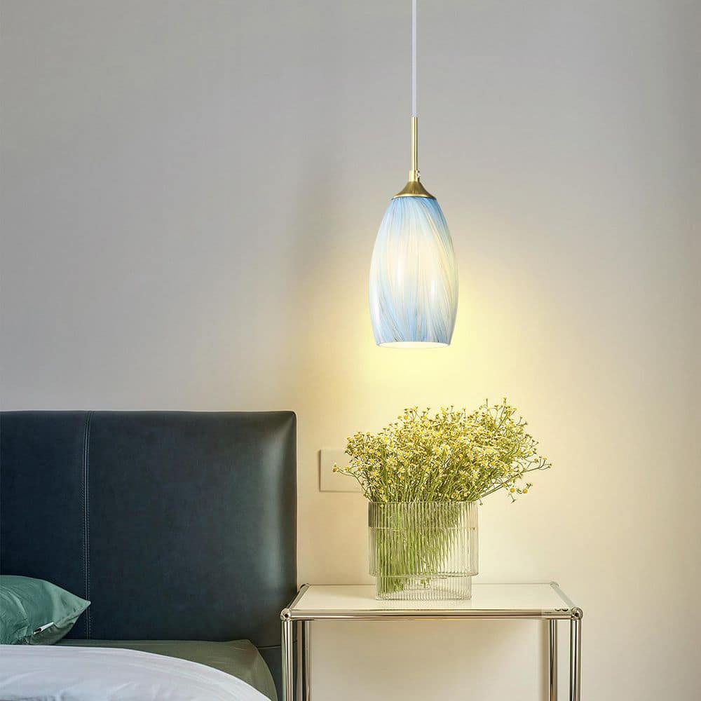 Kitchen Lighting 60W 1-Light Light Blue Glass Adjustable Mini Pendant Light With Art Deco Shade for Kitchen, 1Pack price history on PriceWatchPro