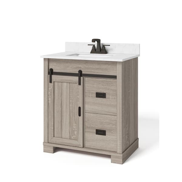 Glacier Bay Brindley 30 in.W x 21 in. D x 34.5 H Barn Door Bath Vanity