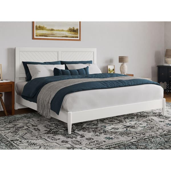 AFI Berkshire White Solid Wood Frame King Low Profile Platform Bed ...