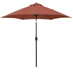9 ft. Aluminum Market Patio Umbrella with Fiberglass Ribs, Crank Lift and Push-Button Tilt in Brick Polyester