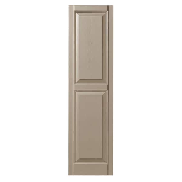 Ply Gem 12 in. x 47 in. Raised Panel Polypropylene Shutter Pair in Pebblestone Clay