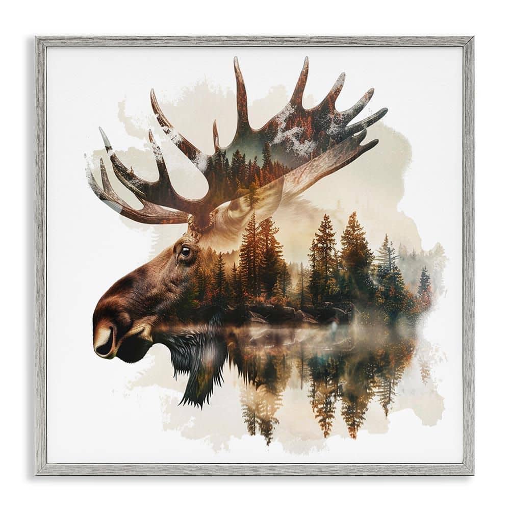 Moose Antlers Silhouette by LSR Design Studio Gray Framed Animal Giclee Art Print 17 in. x 17 in. price history on PriceWatchPro