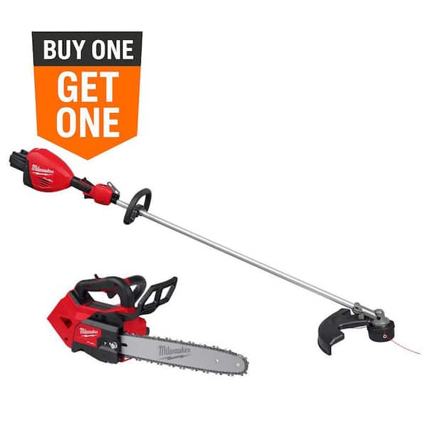M18 FUEL 18V Brushless Cordless 17 in. Dual Battery Straight Shaft String Trimmer w/14 in. Top Handle Chainsaw (2-Tool)