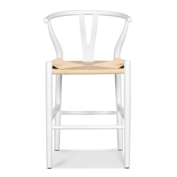Poly and Bark Weave Counter Stool in White