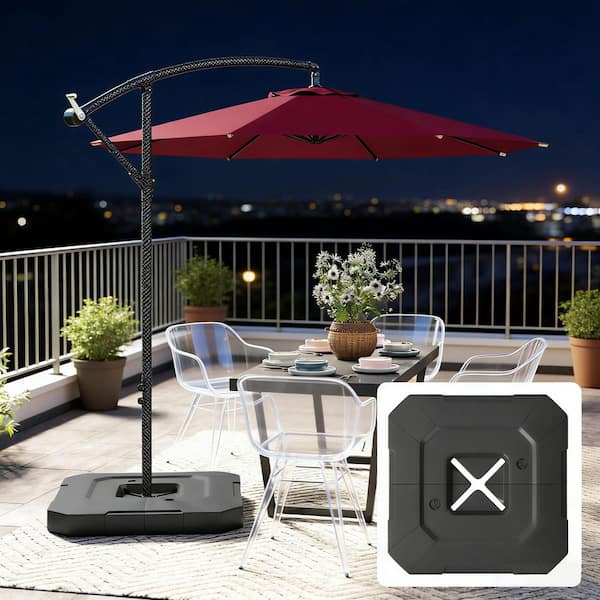 bars with patio umbrellas 2-Piece Cantilever Patio Umbrella Base in Black for Cross Bases with Cross  Bars Less Than 39.4 in. io-755