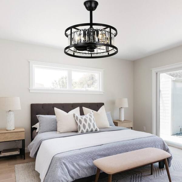 Oaks Aura Idahii 20 in. Black Fandelier Luxury Ceiling Fan with