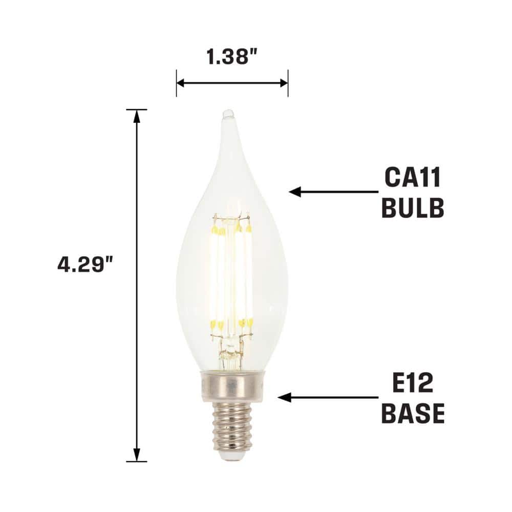 Clear Dimmable 60W Equivalent LED Candelabra Bulbs, Set of 6