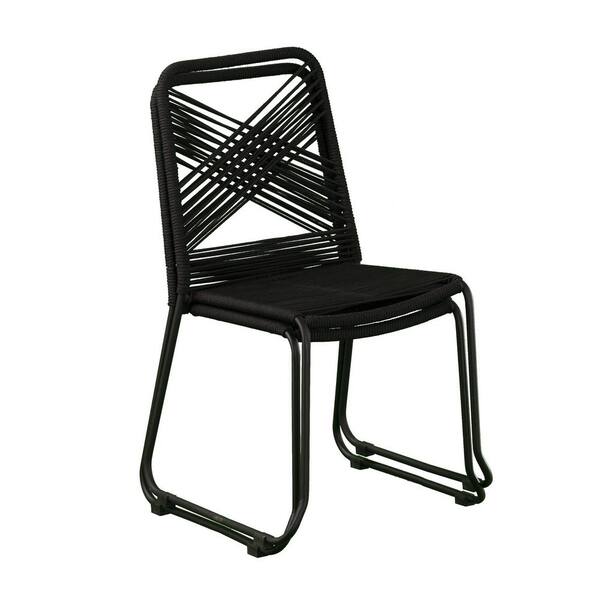 SEI FURNITURE Padko Woven Rope Seat Iron Frame Outdoor Lounge Chair in  Black (Set of 2) HD108957 - The Home Depot
