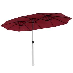 13 ft. Steel Outdoor Double Sided Market Patio Umbrella with UV Sun Protection and Easy Crank in Red
