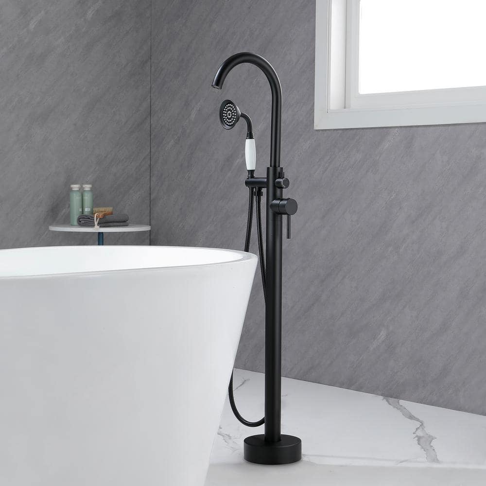 Staykiwi 1Handle Claw Foot Tub Faucet with Hand Shower in Matte Black