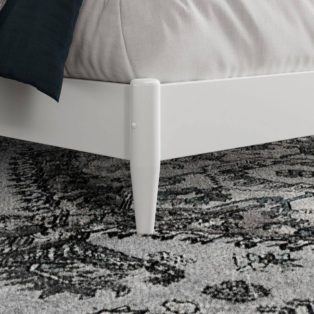 Naples White Queen Wood Low Profile Platform Bed with Slats