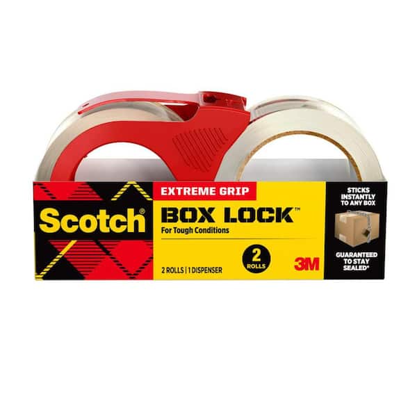 Box Lock 1.88 in. x 54.6 yds. Shipping Packing Tape (2 Rolls with Dispenser)