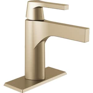Zura Single Hole Single-Handle Bathroom Faucet with Metal Drain Assembly in Champagne Bronze