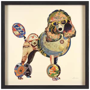 25 in. x 25 in. "Poodle" Dimensional Collage Framed Graphic Art Under Glass Wall Art