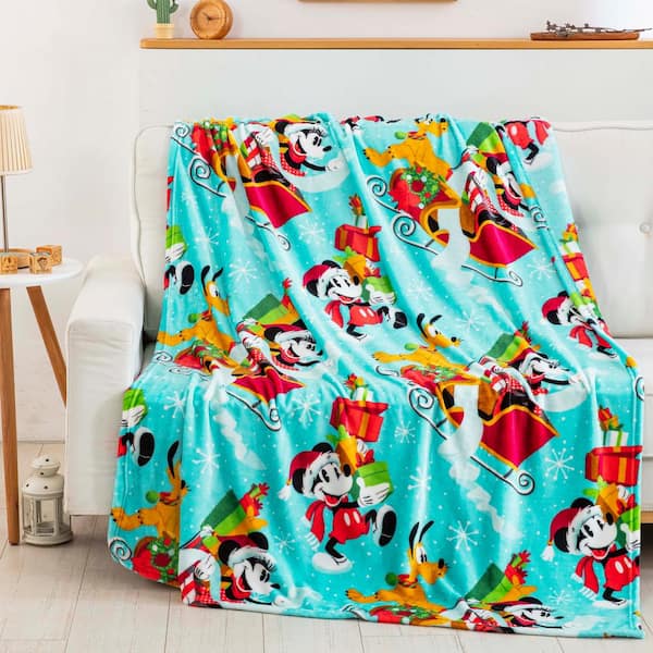 THE NORTHWEST GROUP Disney Mickey Mouse Spreading Cheer Blue Silk Touch Throw  Blanket 1MICA2500B002RET - The Home Depot