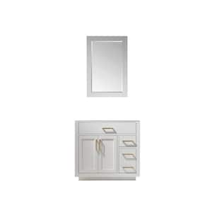 Ivy 35.2 in. W x 21.6 in. D x 33.1 in. H Bath Vanity Cabinet without Top in White with Mirror