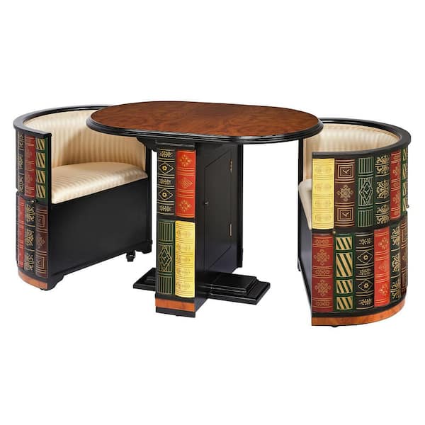 Design Toscano Nettlestone 41 in. Multi-Colored Standard Rectangle Top Wood Library Ensemble
