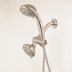5-spray 5 in. Dual Shower Head and Handheld Shower Head in Brush Nickel