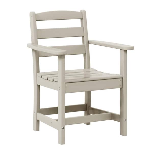 Shoreside All-Weather Plastic Outdoor Patio Dining Arm Chair, Sand