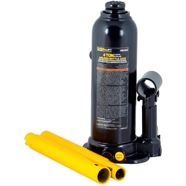 Unbranded 4-Ton (8,000 lbs.) Capacity Hydraulic Welded Bottle Jack with Side Pump Two-Piece Handle