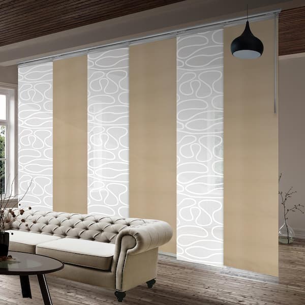 FINE FIXTURES Coastal Swirl 70 in. - 130 in. W x 94 in. L Adjustable 6- Panel White Single Rail Panel Track with 23.5 in. Slates