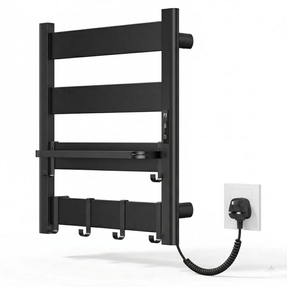 PTC 4-Bar Electric Heated Towel Rack 23.62 in. W Adjustable Temperature Timer Matte Black Space Aluminum price history on PriceWatchPro